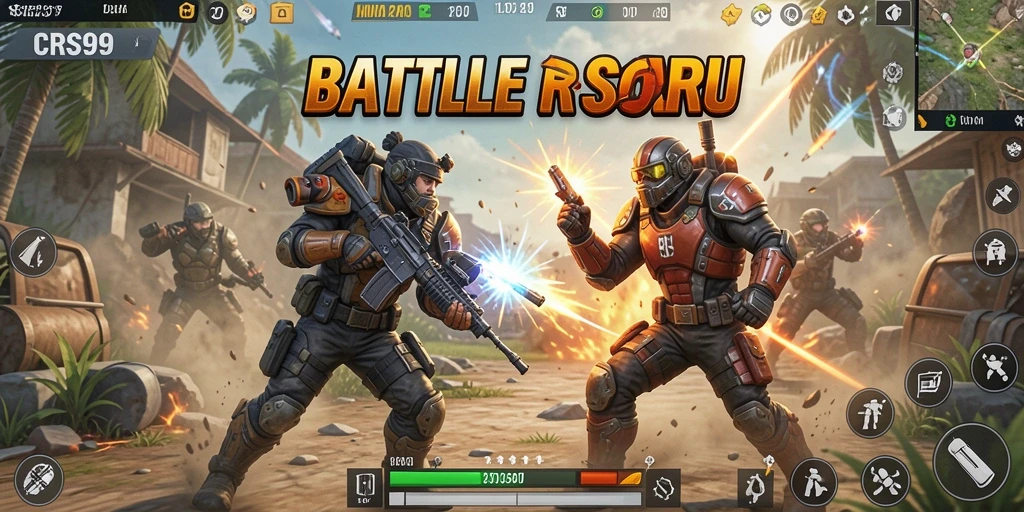 Tangkapan layar dari gameplay Battle Royale intens di CRS99.