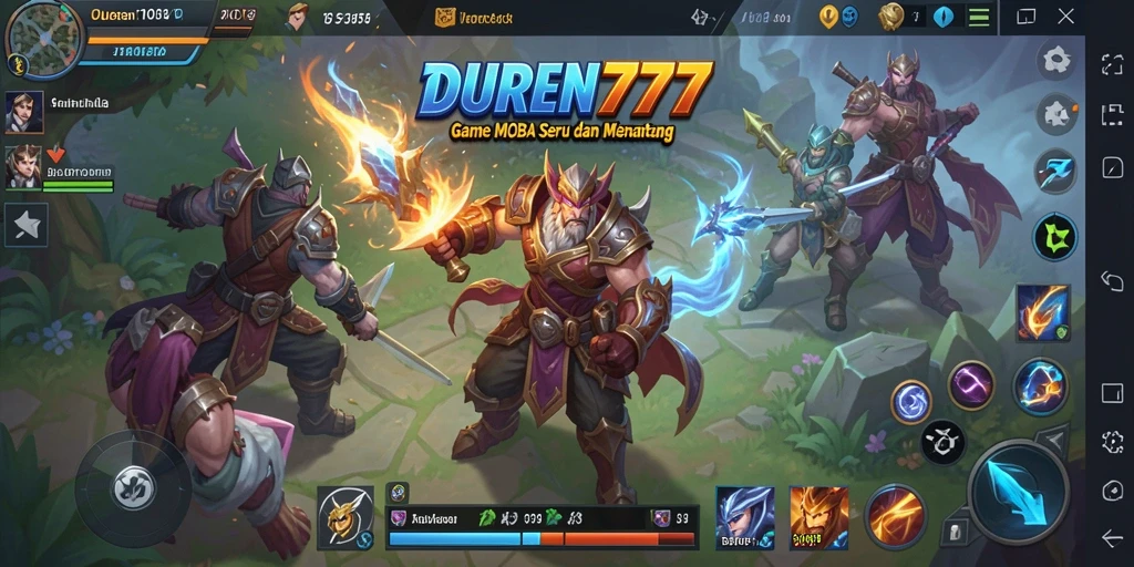 Screenshot DUREN777 menampilkan gameplay MOBA yang seru.