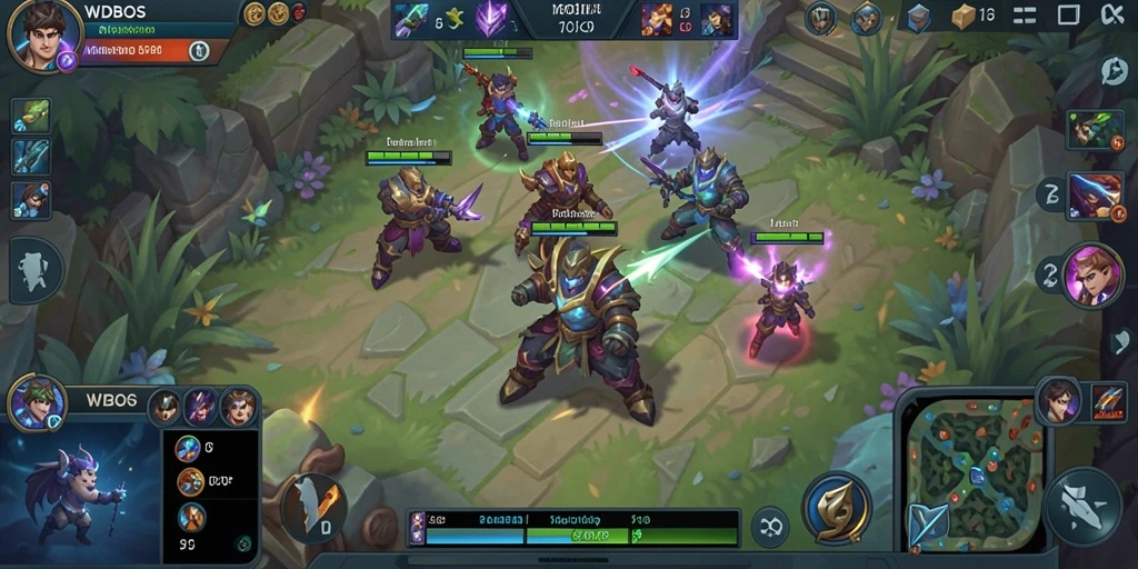 Tampilan gameplay seru WDBOS dengan karakter unik dan pertarungan strategis.